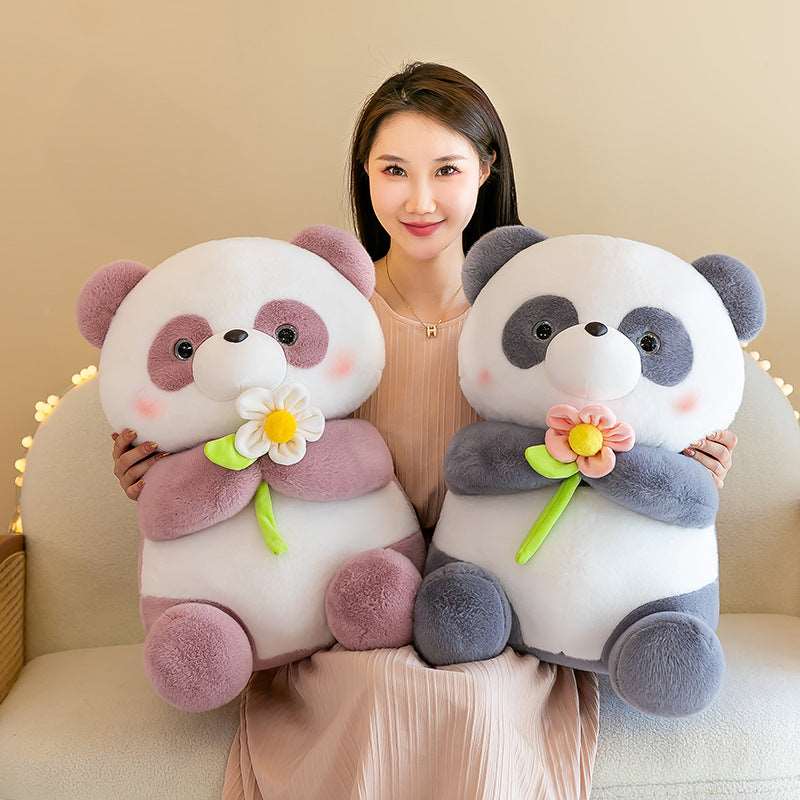 Holding Flower Panda Doll Plush Toys RiniShoppe