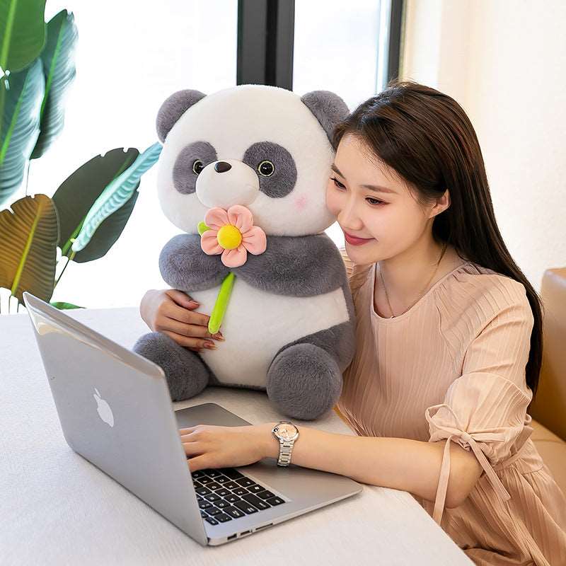 Holding Flower Panda Doll Plush Toys RiniShoppe