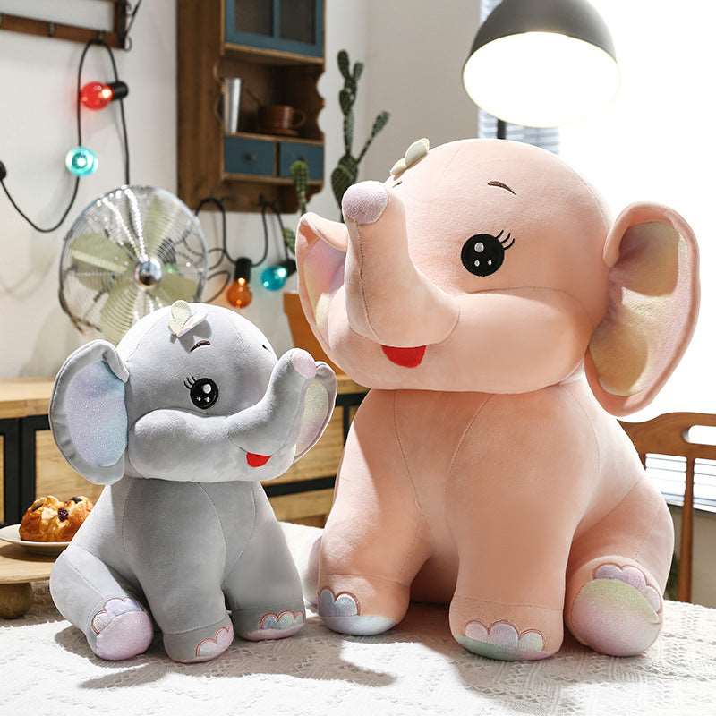 Cute Elephant Plush Toy - Huggable Fun in Pink & Gray
