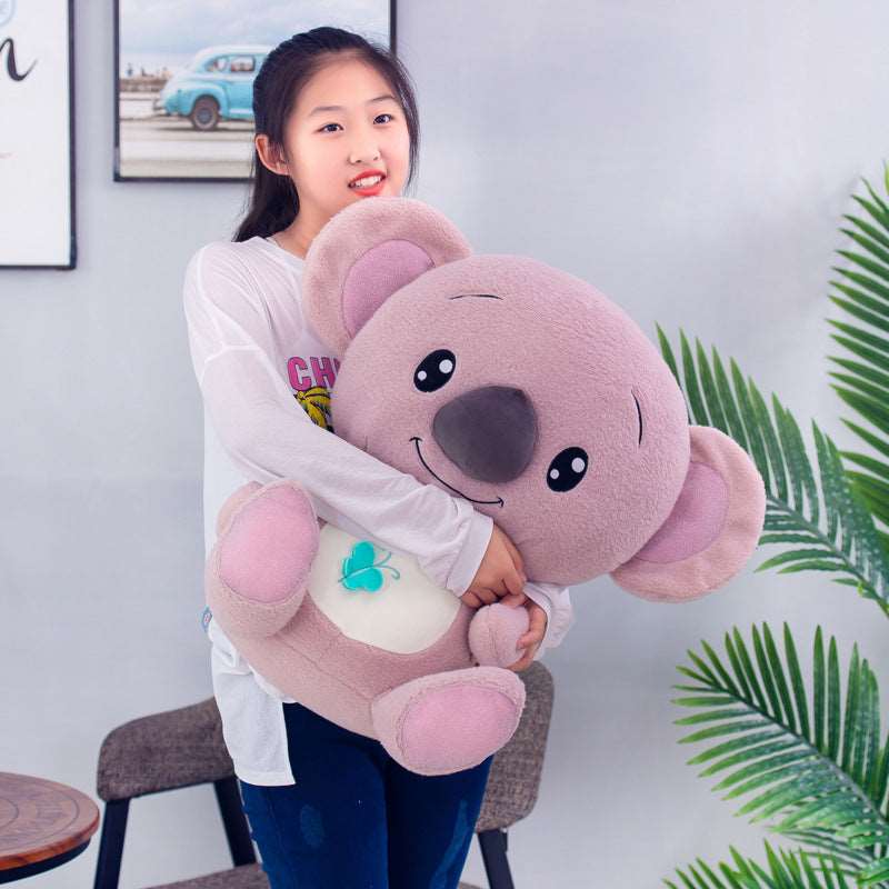 Front View of Soft Plush Koala Toy in Gentle Pink - RiniShoppe