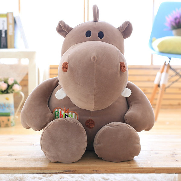 RiniShoppe Super Soft Hippo Plush Toy - Front View - Brown