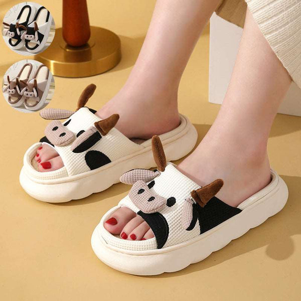 Cute Cartoon Cow Style Footwear - white color - RiniShoppe