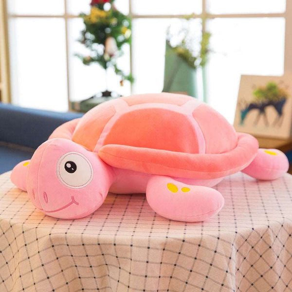 Front View of Charming Turtle Plush Doll - 30 cm Size, Pink Color