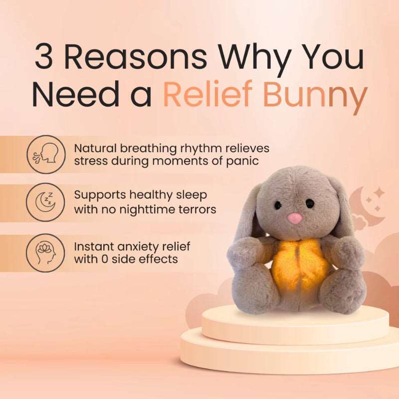 Breathing Rabbit Soft Toy with Soothing Music & Sensory Lights