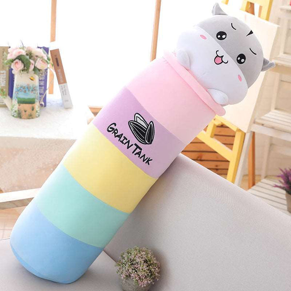 Cute Rainbow Hamster Long Pillow Plush Toy RiniShoppe